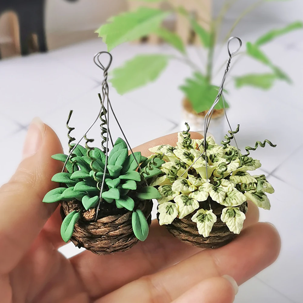 Terracotta Pot - 1/12 domek dla lalek miniaturowa zielona